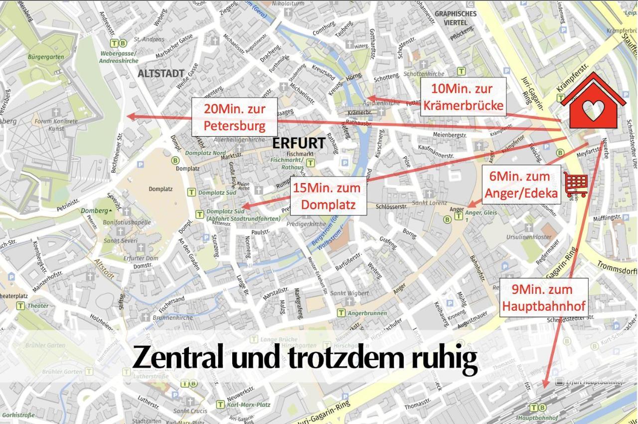 Helle 72Qm Maisonette Wohnung Im Herzen Erfurts Mit Kingsize Bett, Smart-Tv, Etc Exteriör bild